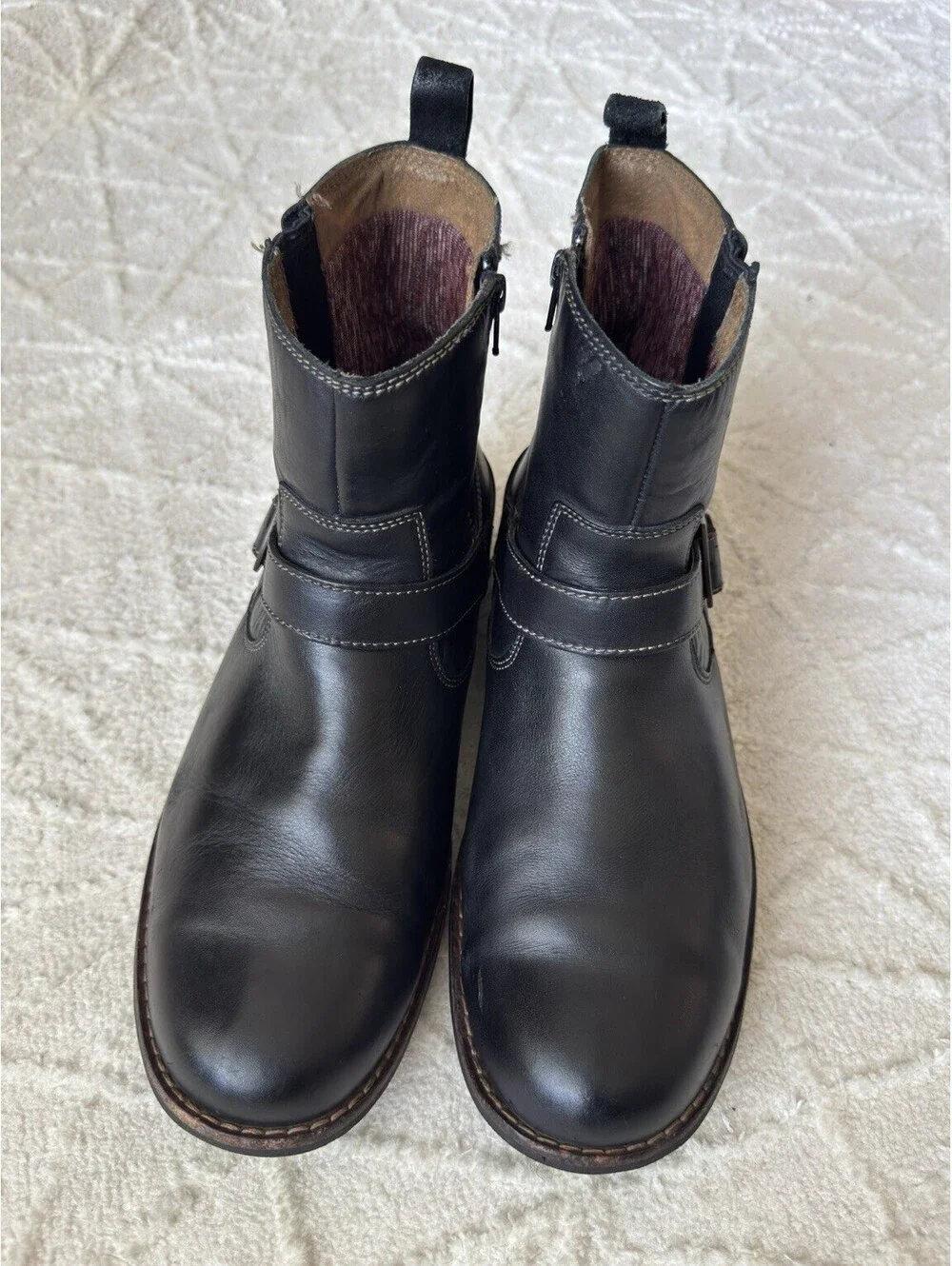 Clarks Men's Chilton side-zip buckle biker boots black leather 11 M
